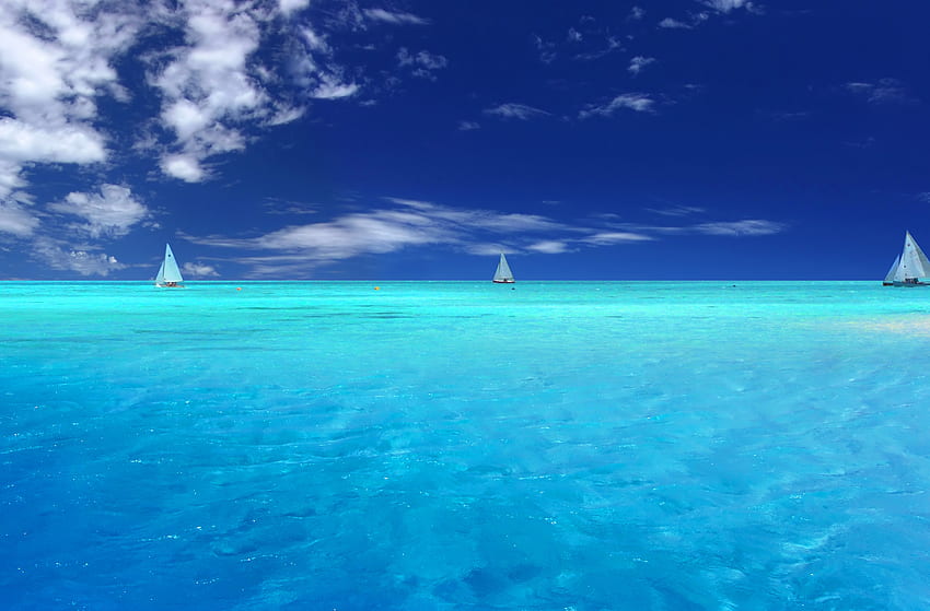เรือใบทะเลสีฟ้า เรือใบ ทะเล แล่นเรือใบ ธรรมชาติ มหาสมุทร สีฟ้า วอลล์เปเปอร์ HD