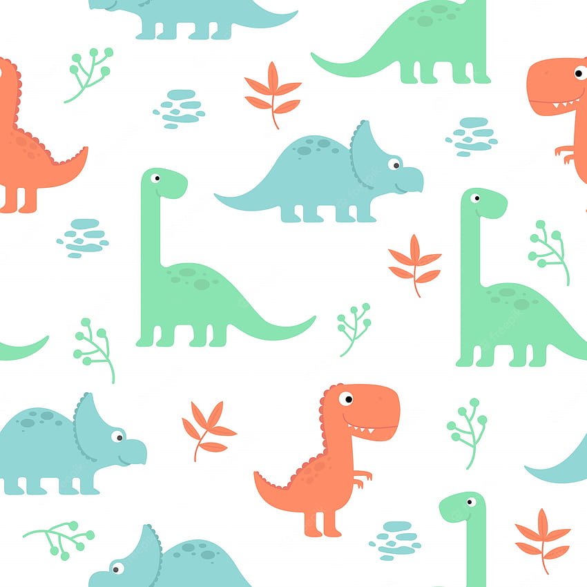 Premium Vector. Cute dinosaur seamless pattern for , Cute Baby Dinosaur HD phone wallpaper