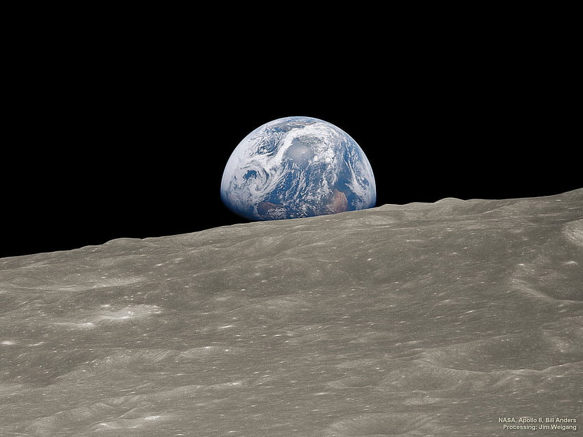 APOD: 2018년 12월 24일 - Earthrise 1: 역사적인 리마스터, NASA Moon Earth HD 월페이퍼