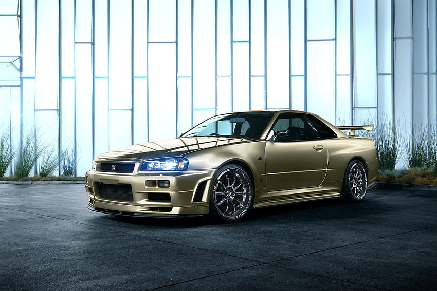 R34, Cars, Side View, Golden, Nissan Skyline HD wallpaper