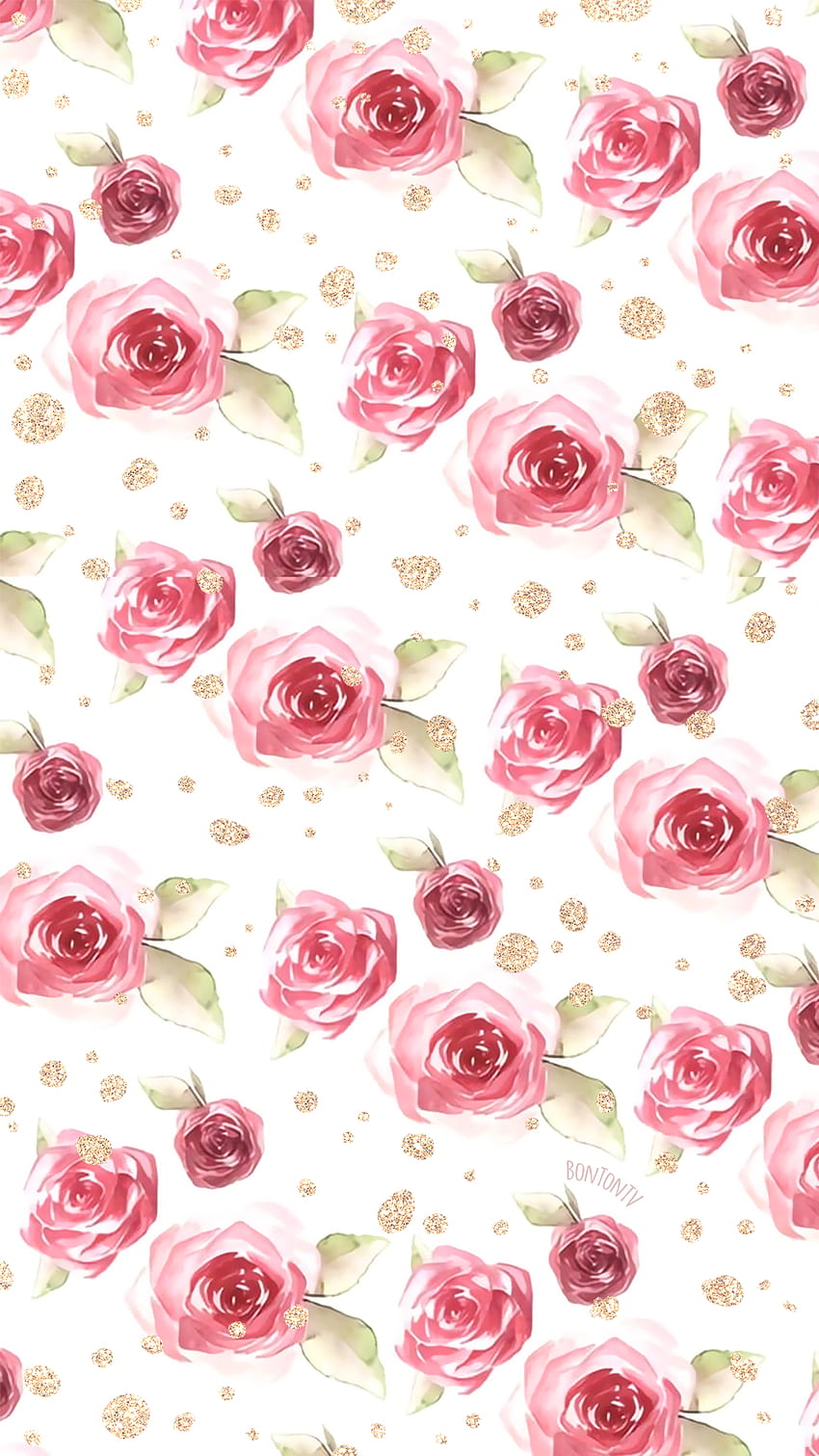 Phone Watercolor Flowers Roses - by BonTon TV - Background 1080. Gold  background, Rose gold iphone, Flower phone HD phone wallpaper | Pxfuel