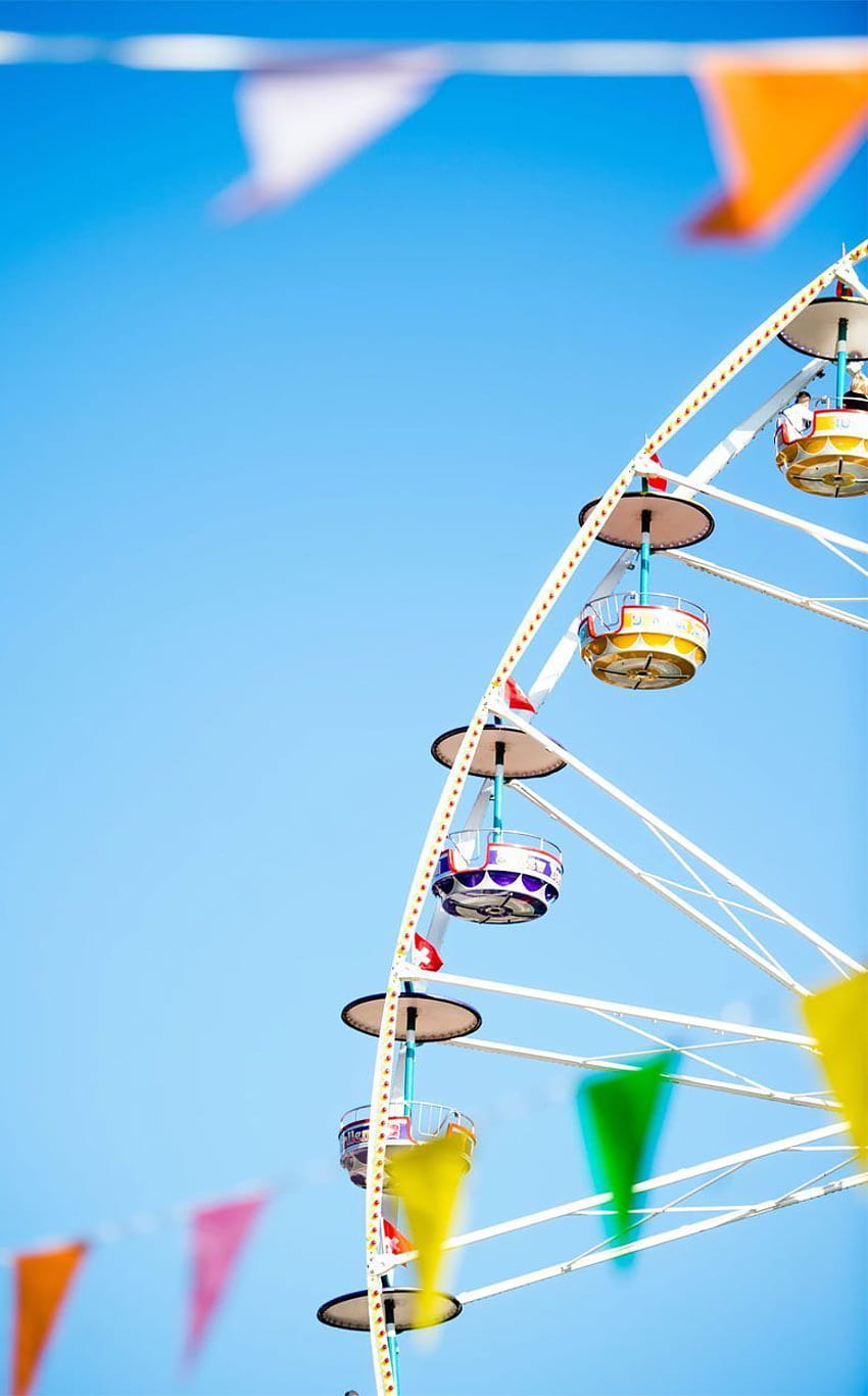 Feria de diversión de verano para darle estilo al teléfono este verano: iPhone de rueda grande en colores pastel fondo de pantalla del teléfono
