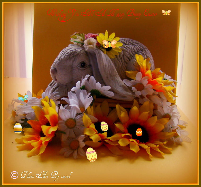 HAPPY EASTER TIME TO ALL DN FRIENDS, bunny, still life, chocolate, decorations, easter HD wallpaper