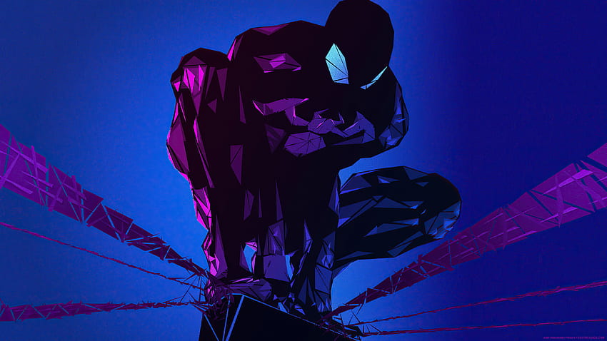 Spiderman Poligon Biru , Pahlawan Super, , , Latar Belakang, dan, Seni Poligon Biru Wallpaper HD