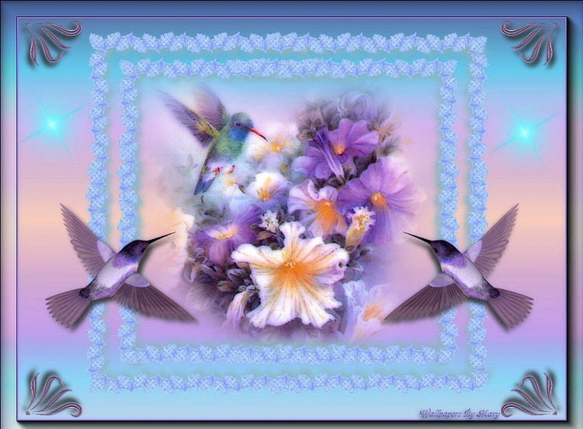 Pastel Beija-flores, natureza, flores, pássaros, beija-flores papel de parede HD