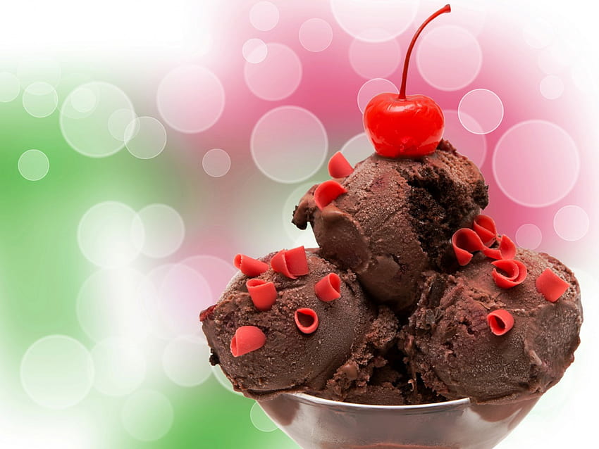 Eis, Dessert, Schokolade, Kirsche HD-Hintergrundbild