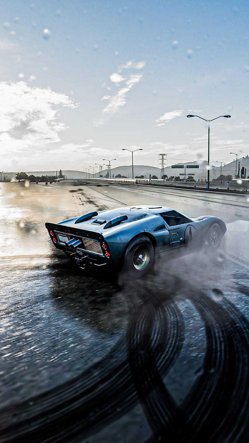 포드 GT40, 구름, 하늘, 고요함, 비, 따뜻함 HD 전화 배경 화면