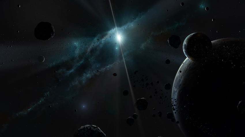 Exotika Part 2, astroids, planets, galaxy, space, debris, 3D, stars HD wallpaper