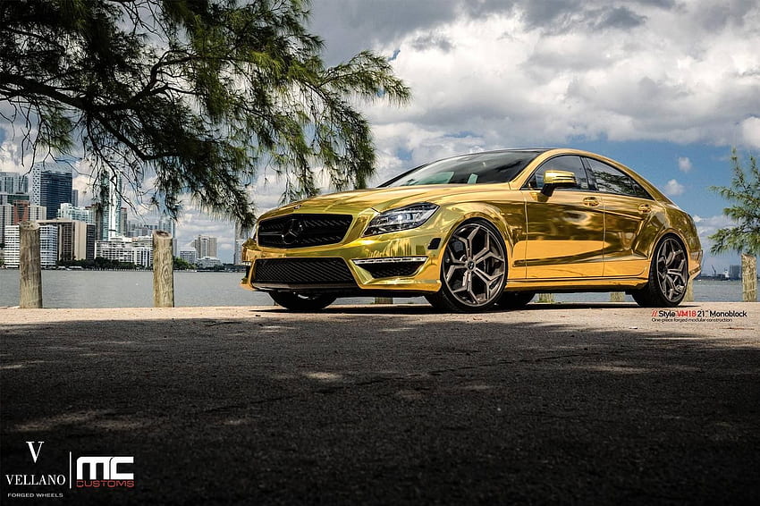 mercedes, Cls, 63, Amg, Cars, Gold, Chrome, Wrapping, Tuning / and Mobile Background HD wallpaper