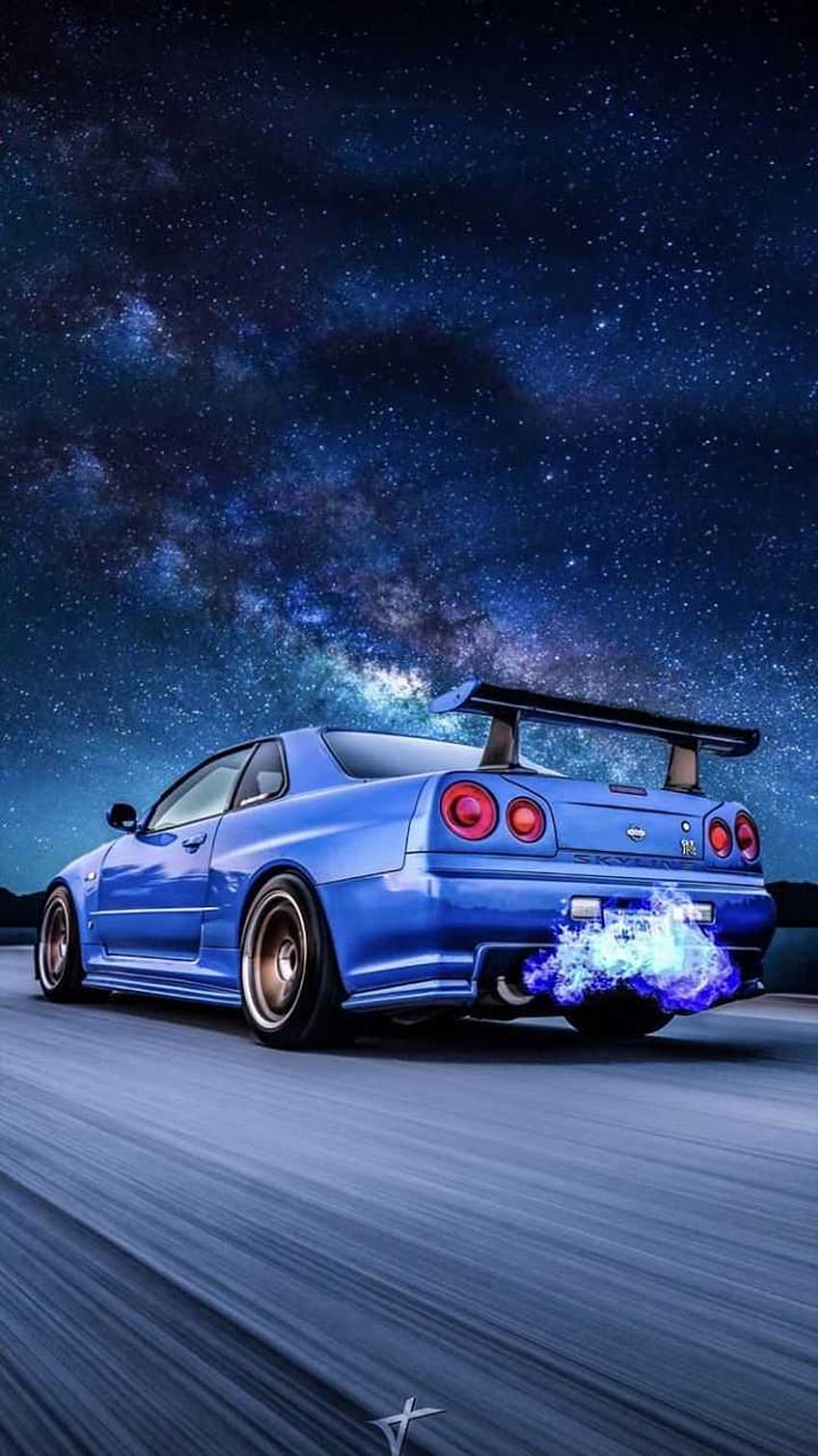 Nissan Skyline, Blue Skyline Hd Phone Wallpaper 