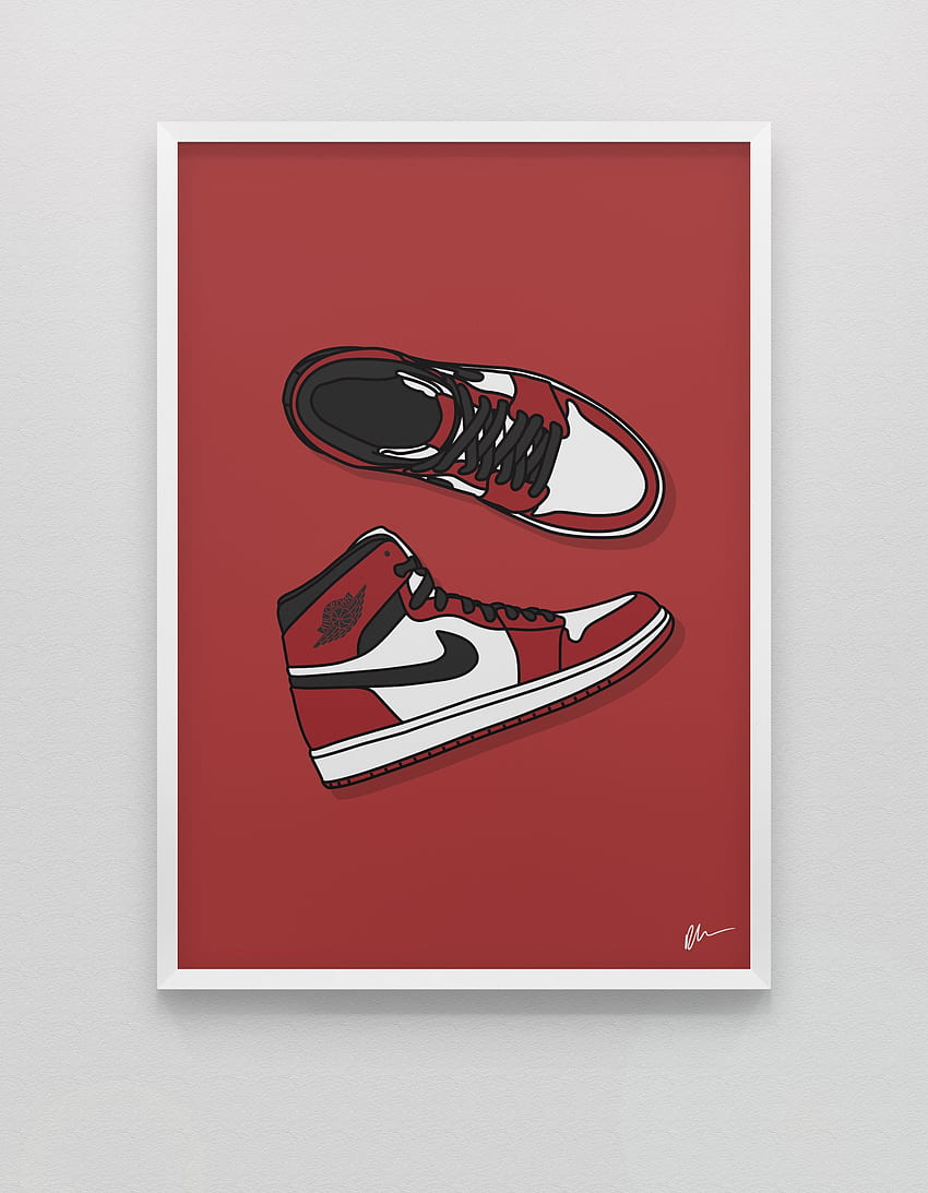 NUEVO Jordan 1 Chicago'. Ilustración de zapatillas, arte de Nike, carteles de zapatillas, Nike Air Jordan 1 fondo de pantalla del teléfono