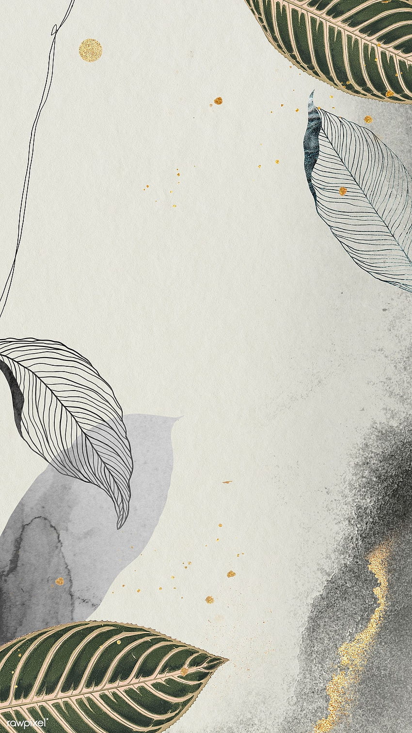 Detailliertes botanisches Handy mit Blattgold. Prämie von /. Blätter iphone, Aquarell iphone, Aquarell, niedliches ästhetisches Blatt HD-Handy-Hintergrundbild