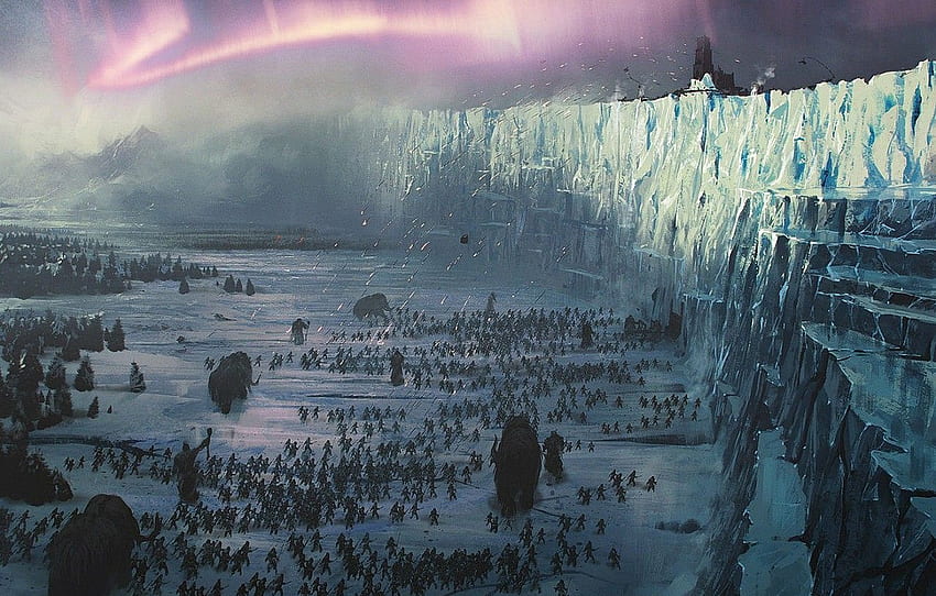 wall, war, giant, battle, North, arrows, mammoth, army, Game of Thrones the Wall HD wallpaper