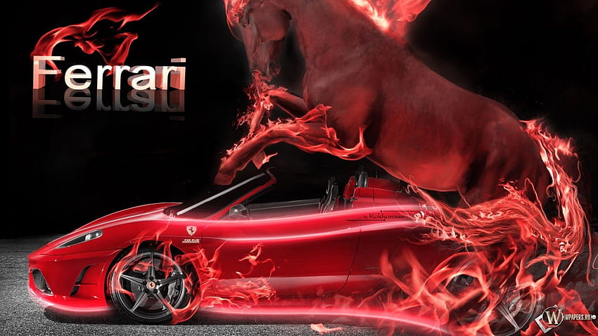 Neon Fire Ferrari Red Horse Wheelbarrow Cars . Places, Neon Sports Cars HD wallpaper
