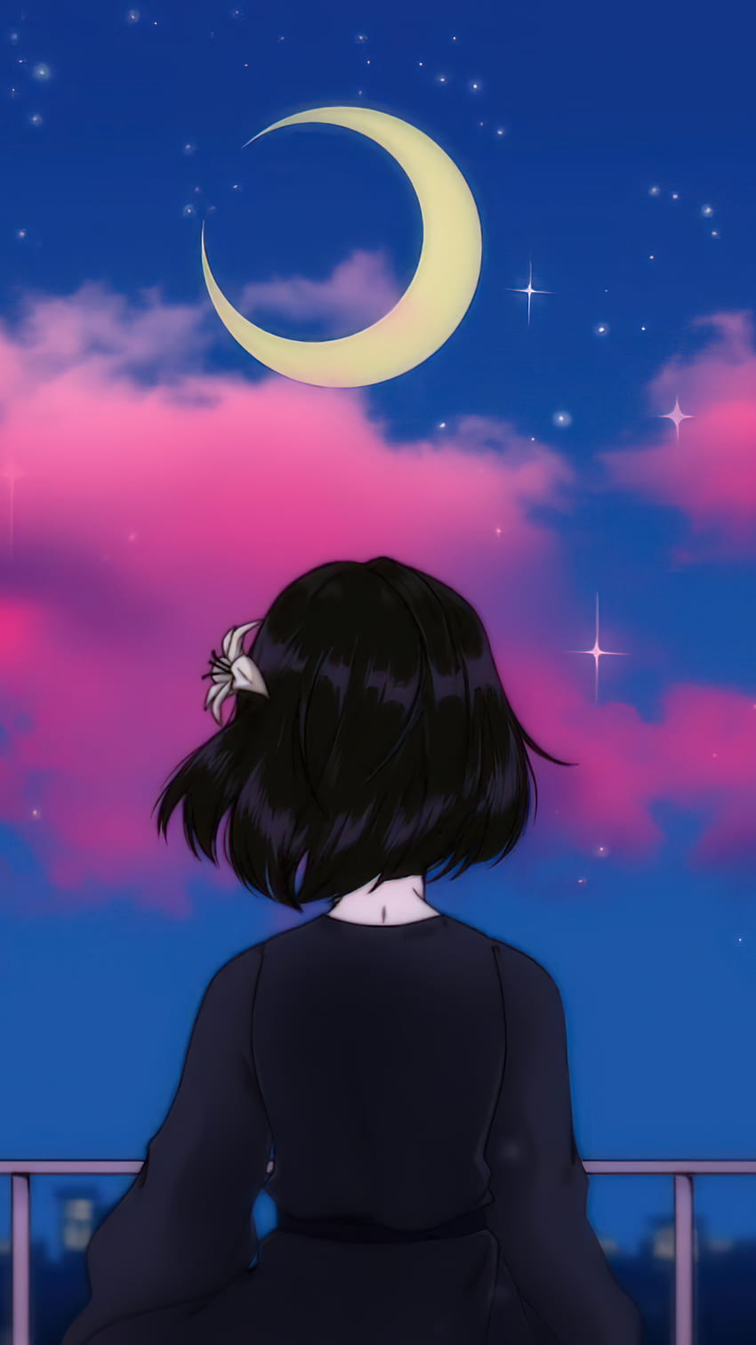 Lilypichu marzycielska noc, Anime-Girl, Dream, sky, Youtuber, Dreamy-Night, Night-sky, Lily Tapeta na telefon HD