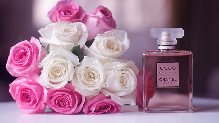 Chanel Bouquets rose White Pink color flower brand HD wallpaper