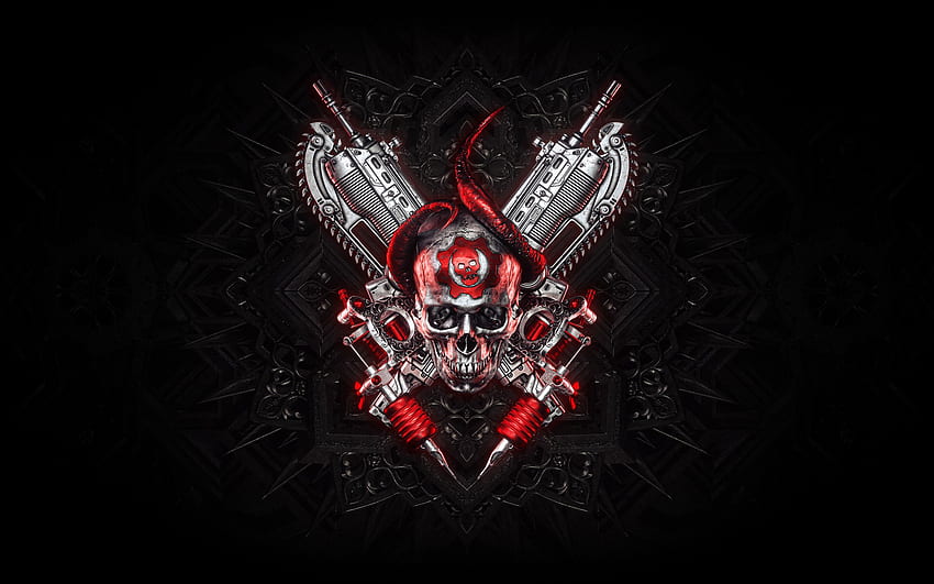 Gears of War, pc games, logo, skull and guns , , Dual Wide, 16:10, , Skull Gaming HD wallpaper