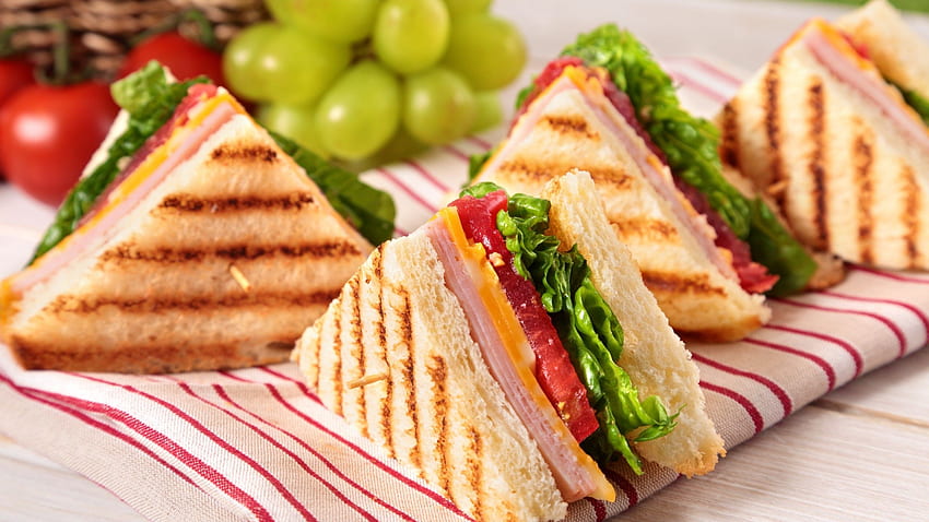 Sandwich, Tomato, Grape, Toast, Fast Food, 2560X1440 Food HD wallpaper