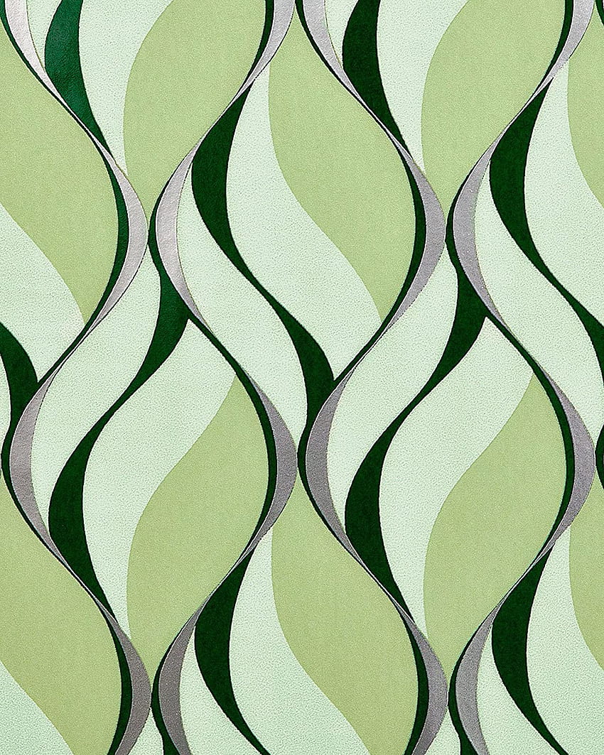 Retro Wall EDEM 1054 15 Vinyl Slightly Textured With Graphical Pattern And Metallic Highlights Green Moss Green Pastel Green Silver 5.33 M2 (57 Ft2) .uk: DIY & Tools HD phone wallpaper