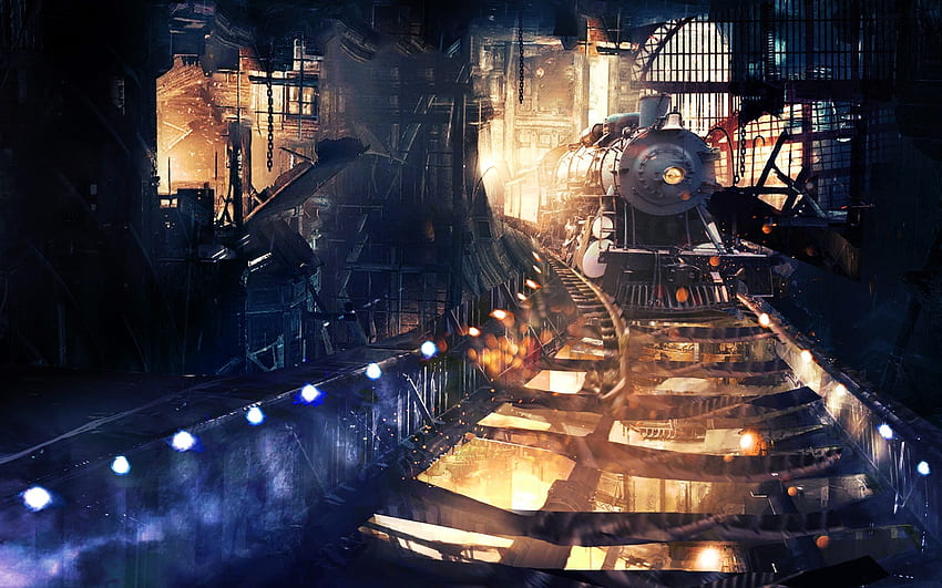 artwork, Fantasy art, Digital art, Train, Steam locomotive, Train station, Steampunk / and Mobile Backgrounds HD wallpaper