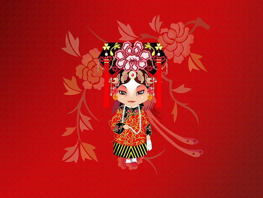 Background, Patterns, Vector, Girl, Costume, Peking Opera, Beijing Opera HD wallpaper