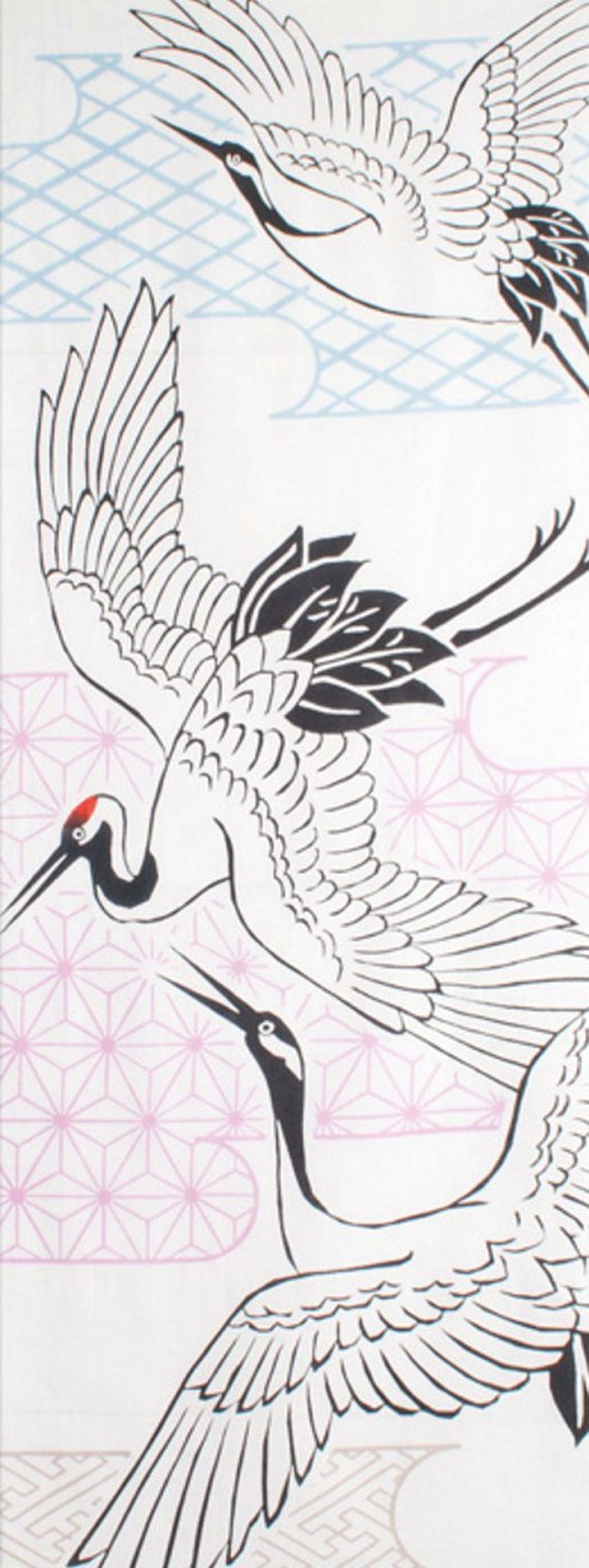 Japanese Tenugui Towel Cotton Fabric Crane Bird Japanese. Fabric, Japanese Bird Art HD phone wallpaper