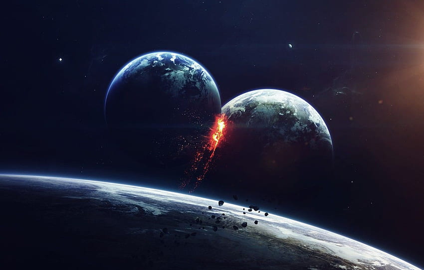 Stars, Planet, Space, The explosion, Planet, Apocalypse HD wallpaper