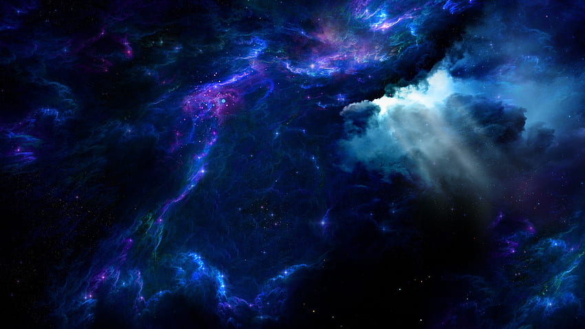 เนบิวลาอวกาศสีน้ำเงินเข้มที่สวยงามมาก - วอลล์เปเปอร์ HD