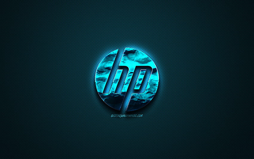 Син лого на HP, Hewlett Packard, Creative Blue Art, емблема на HP, тъмно син фон, HP, лого, марки за с разделителна способност. Високо качество, зелено лого на HP HD тапет