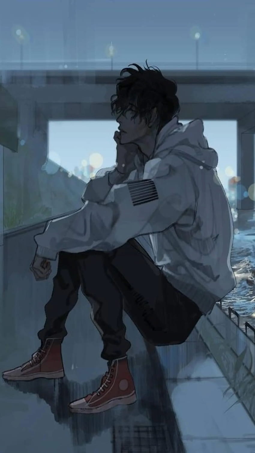 Alone-Anime-Anime-Art-Anime-Boy-Favim-Co, Painting by Koldin