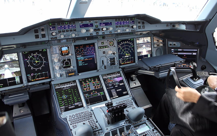 Aménagement du cockpit de l'Airbus A380 800 Avion 3990, Cockpit de l'A350 Fond d'écran HD