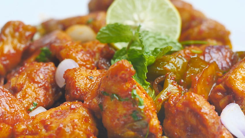 인도 요리의 맛있는 칠리 치킨 레시피 요리 - 음식 레시피 스톡 비디오 푸티지 HD 월페이퍼