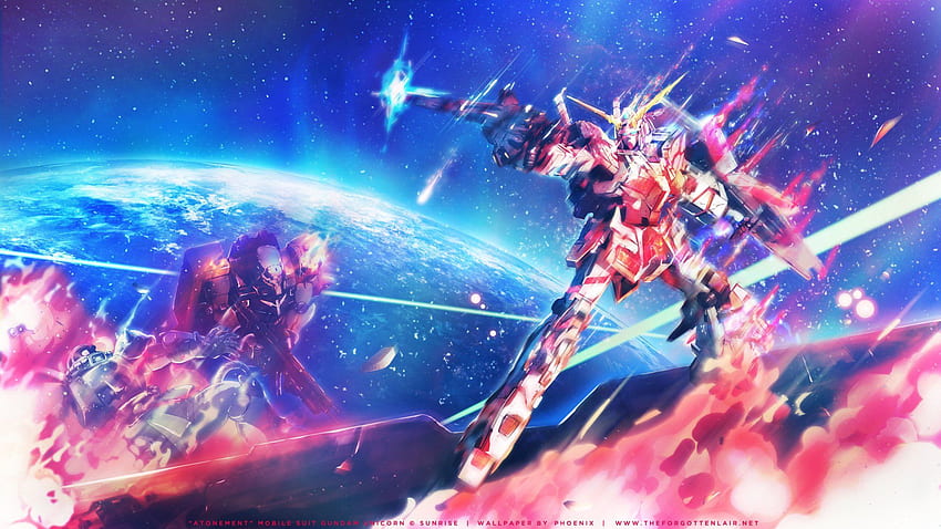 Мобилен костюм Gundam Еднорог и фон, Cool Gundam HD тапет