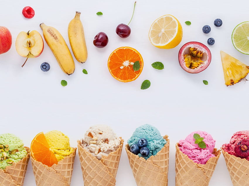 Es krim , makanan, warna-warni, makanan dan minuman, cone, ice cream cone • For You For & Mobile, Ice Cream Aesthetic Wallpaper HD