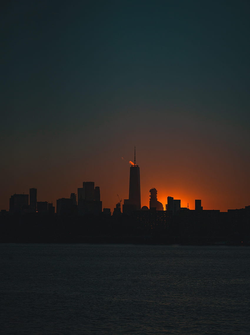 Sunset, City, Building, Dark, Silhouettes HD phone wallpaper