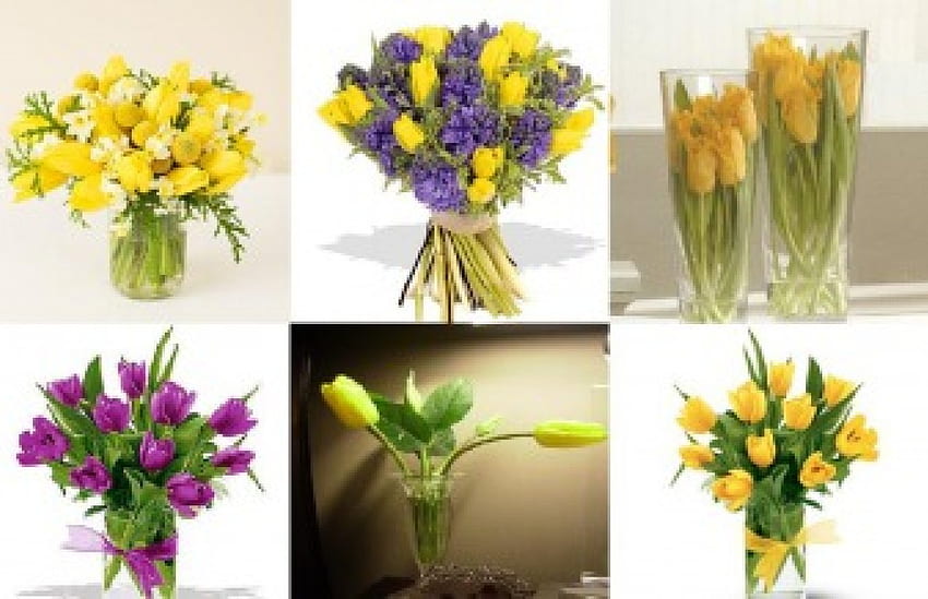 Spring Bouquets Collage, still life, bouquet, nature, spring, collage HD wallpaper