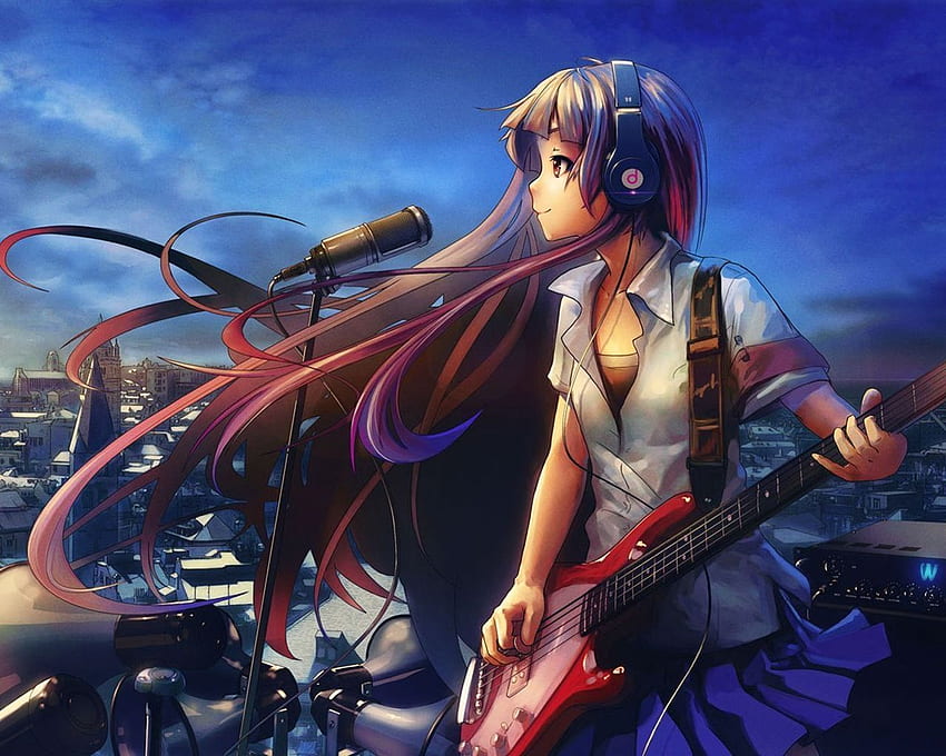 1366x768px, 720P Free download | Music Guitar Anime Girl - Anime Girl ...