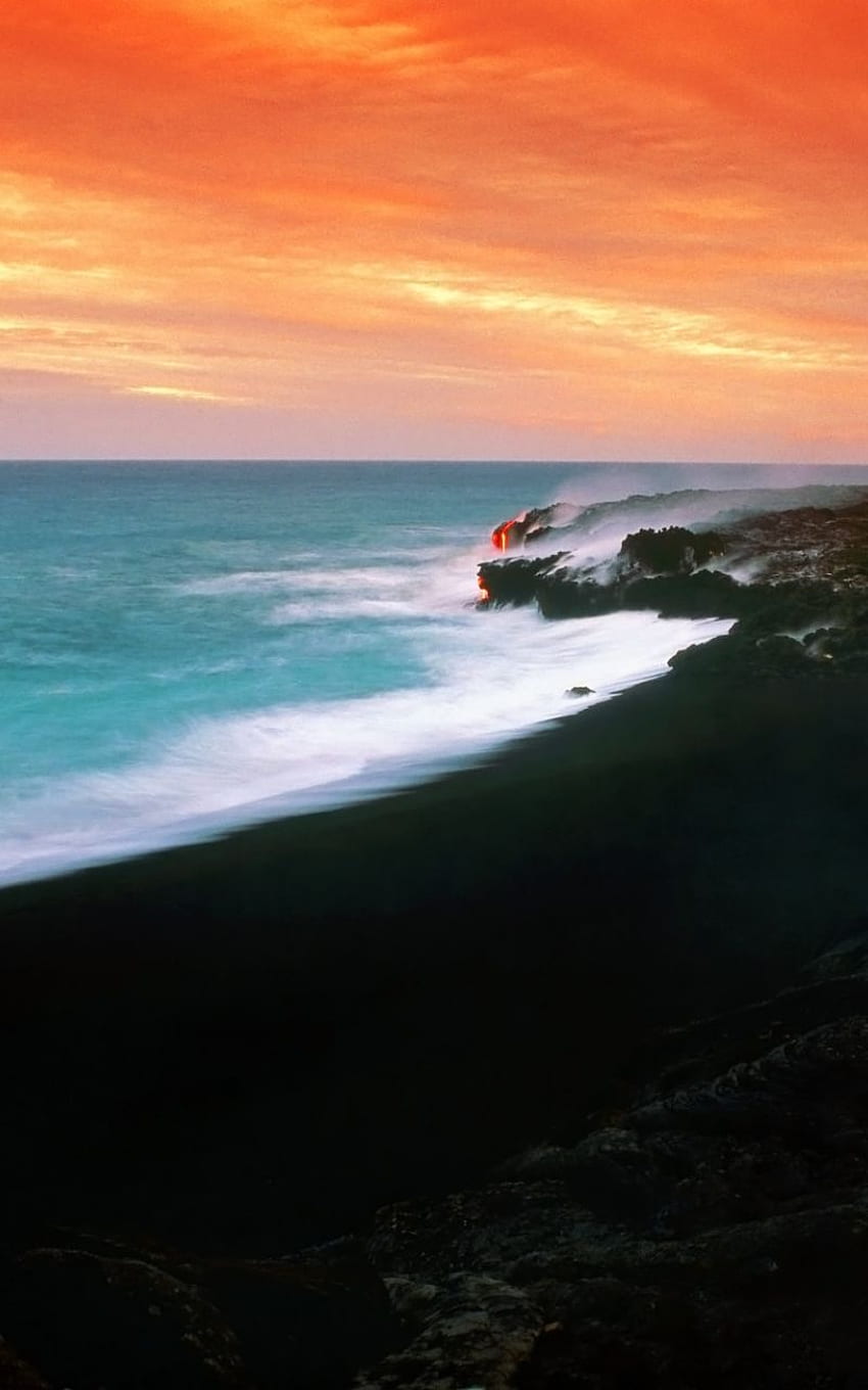 、モバイル、タブレット向けのハワイ ビーチ [] の溶岩原に沈む夕日。 ハワイのサンセットを探検。 マウイハワイ、サンセット、800 X 1280 ハワイ HD電話の壁紙
