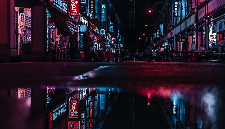 Asia Neon City Lights Reflections Laptop , , Background, and HD wallpaper