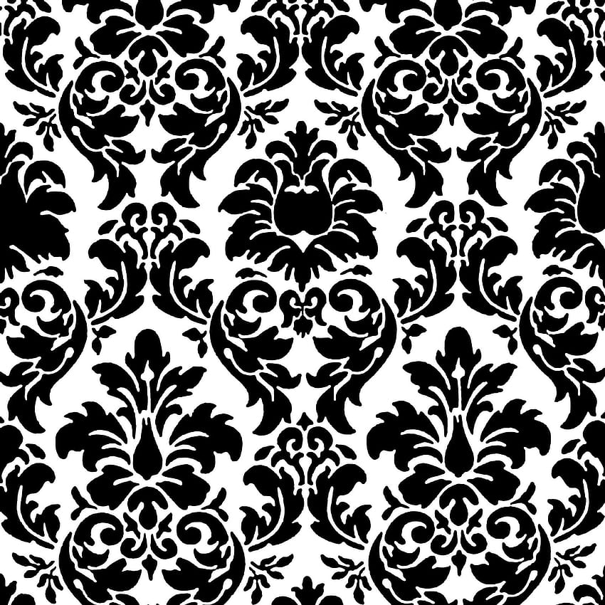 White seamless damask wallpaper pattern on black background Stock Vector  Image  Art  Alamy