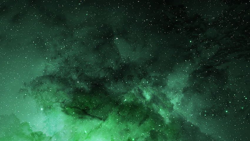 Space Stars Green - Green Star - HD wallpaper