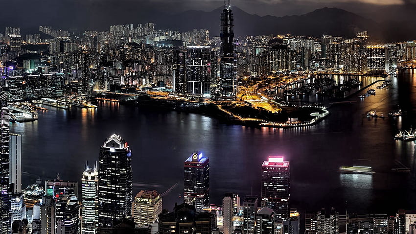 Градове, реки, сграда, бряг, банка, многоетажен, многоетажен, Хонконг, Hong Kong S.a.r HD тапет