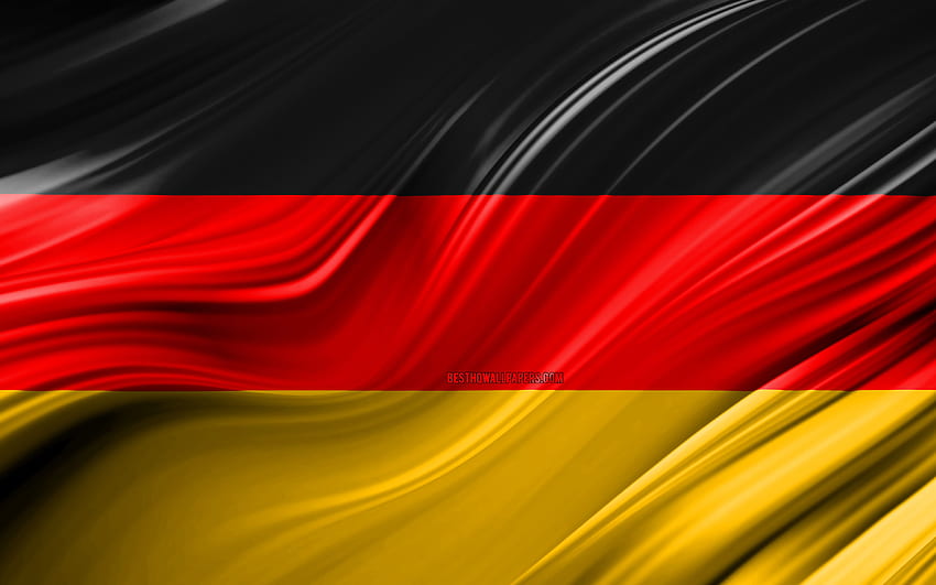 독일 국기, 유럽 국가, 3D 파도, 독일 국기, 국가 상징, 독일 3D 깃발, 예술, 유럽, 독일 해상도. 고품질 HD 월페이퍼