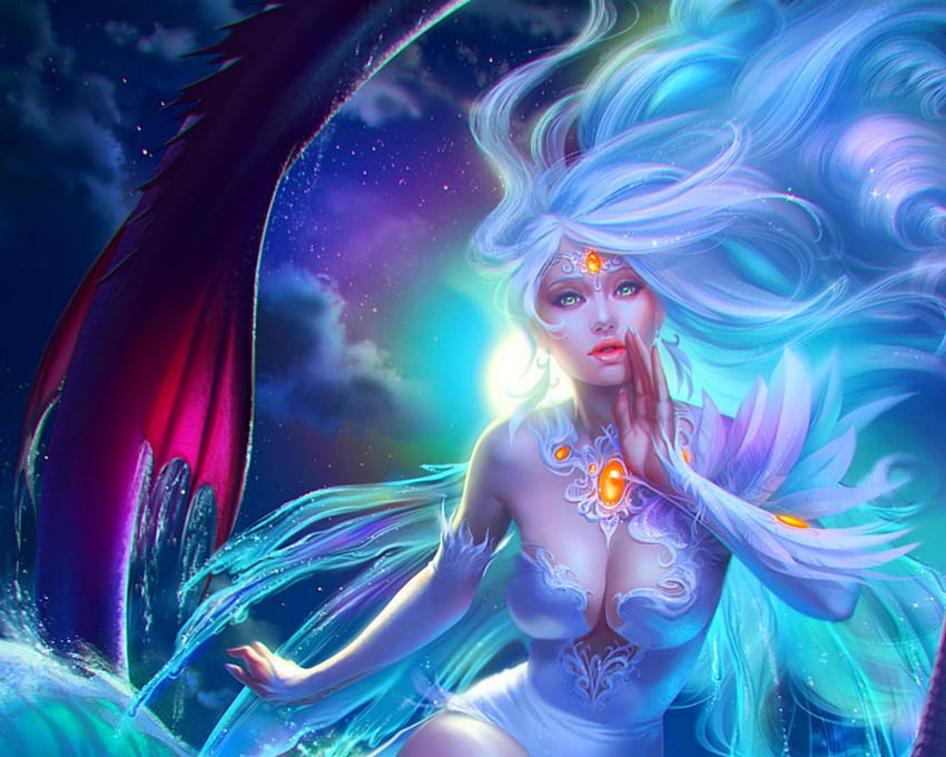 Whispering heavenly, nymph, fantasy, woman, Legend of the Cryptids HD wallpaper