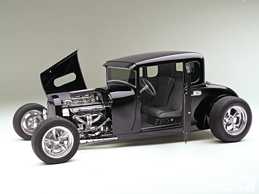 5 прозорец, форд, 1929 г., черен, хот род HD тапет
