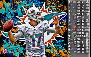 Download Ryan Tannehill Jersey Number 17 Miami Dolphins Logo Wallpaper