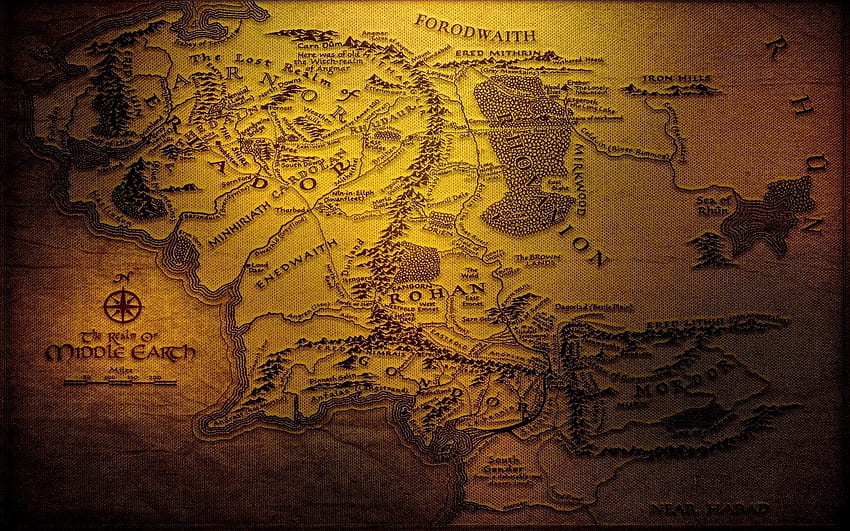 mapa, Tierra media, J. R. R. Tolkien / y móvil, J. R. R. Tolkien fondo de pantalla