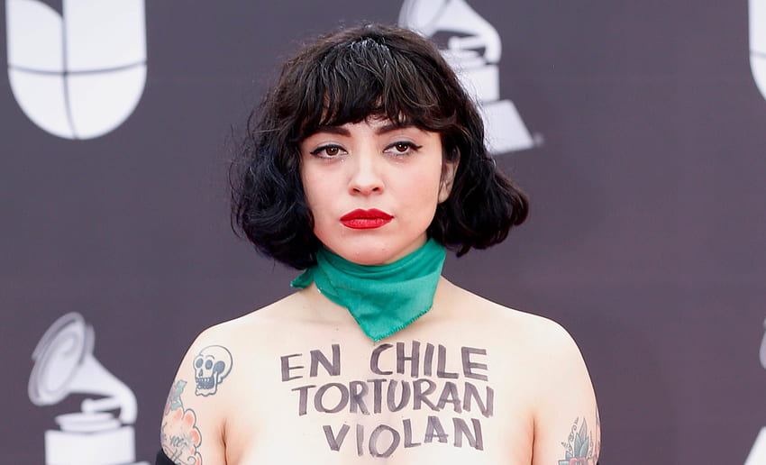 Latin Grammys: Mon Laferte exposes bare chest in political protest HD wallpaper