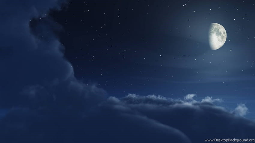 Dream Night Clouds Moon Background HD wallpaper