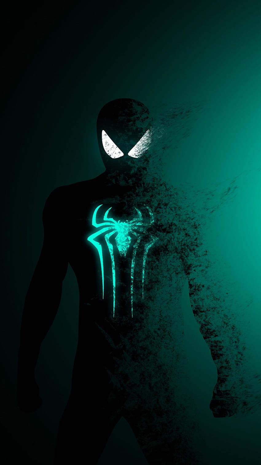 Spider Man, Dark, Cyan, Minimal, Graphics CGI, Dark Spiderman HD phone wallpaper